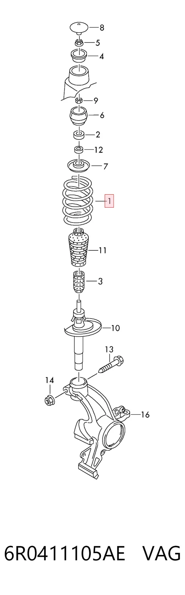 Muelle delantero 6R0411105AE VAG