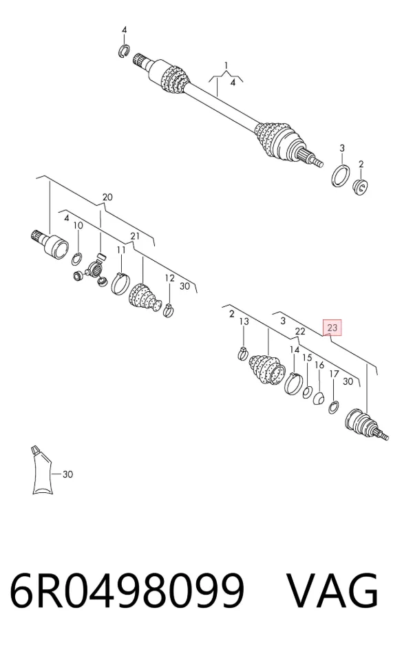 Junta homocinetica 6R0498099 VAG