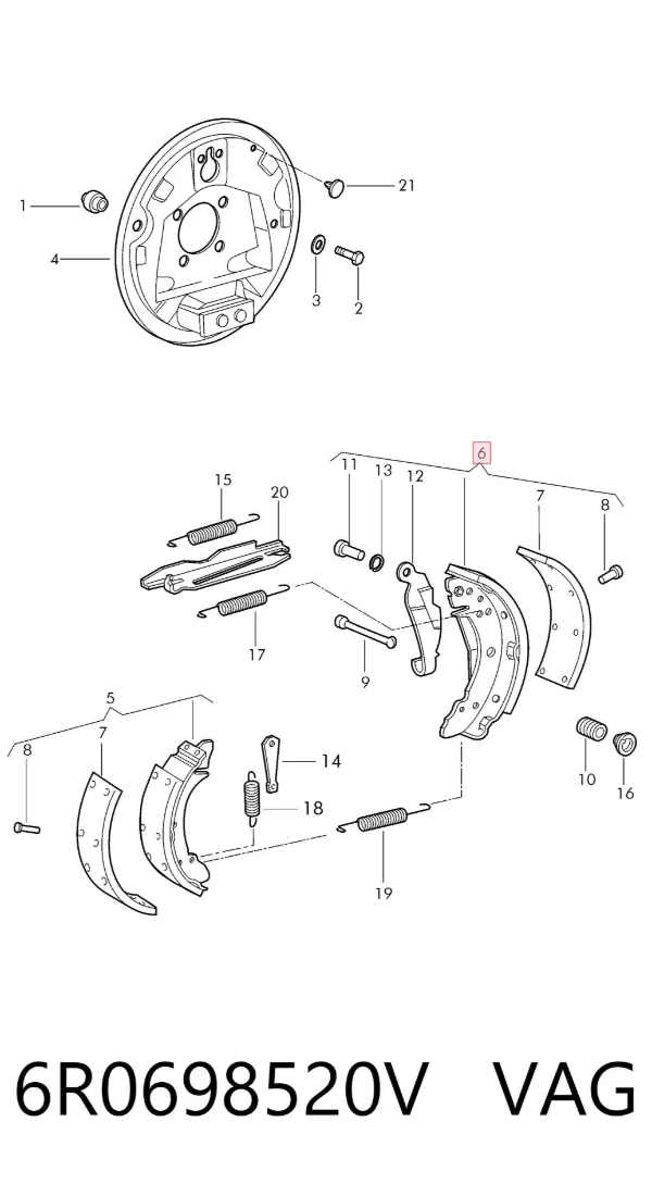 Zapatas de freno 6R0698520V VAG