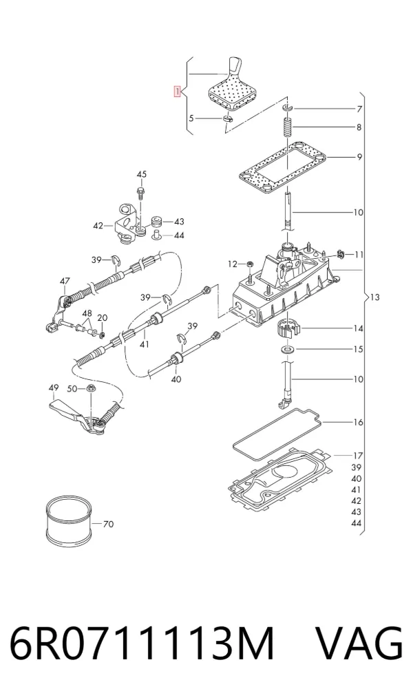 Pomo de palanca de cambios 6R0711113M VAG
