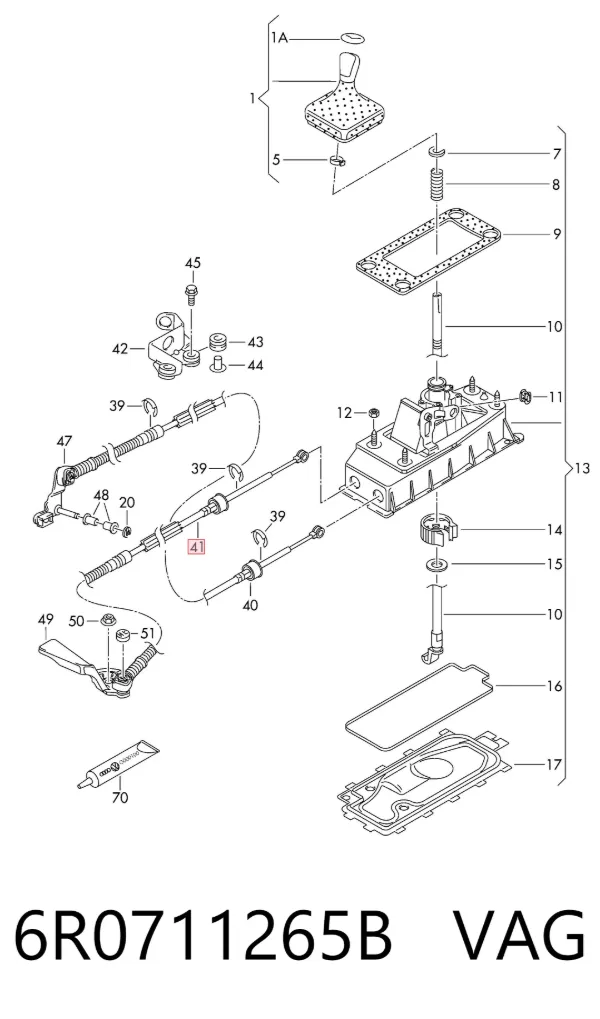 Cable de caja de cambios 6R0711265B VAG