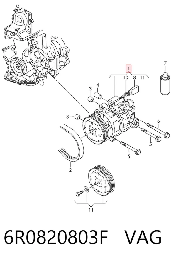 Compresor de aire acondicionado 6R0820803F VAG