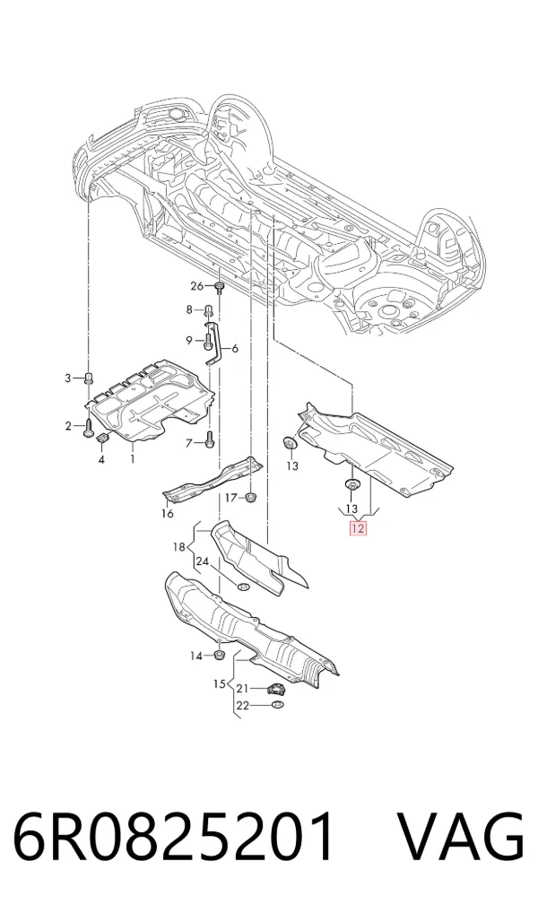 Protector de bajos delantero izquierdo 6R0825201 VAG