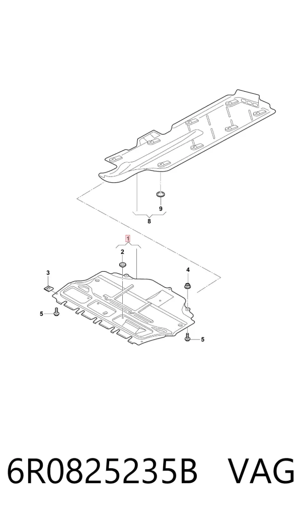 Protección motor / empotramiento 6R0825235B VAG