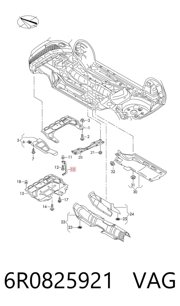 Soporte de protección del motor 6R0825921 VAG