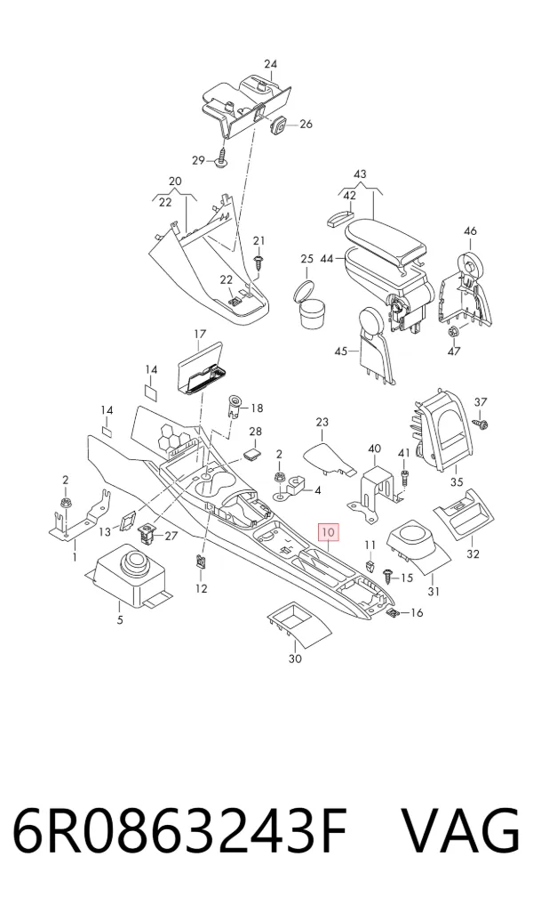 Consola central del panel de control 6R0863243F VAG