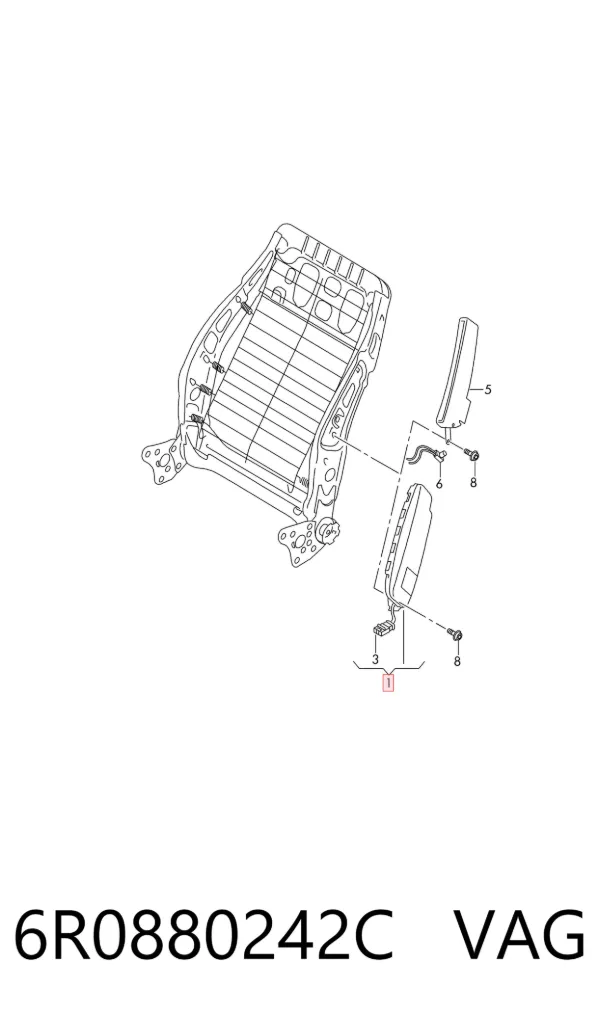 Airbag de cortina lateral derecha 6R0880242C VAG