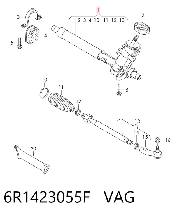 Cremallera de dirección 6R1423055F VAG