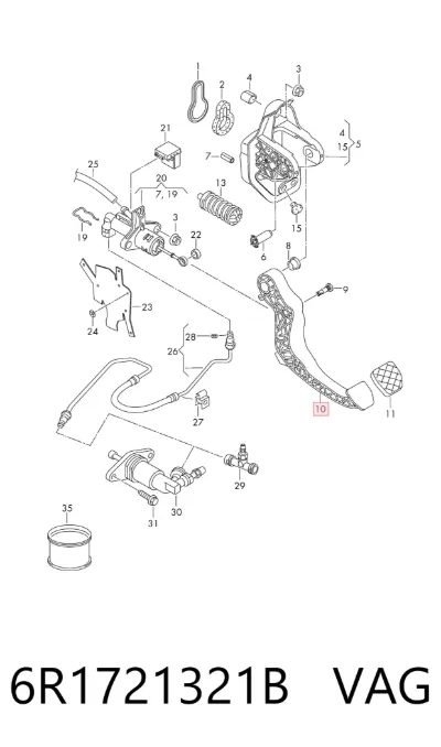 Pedal de embrague VAG 6R1721321B