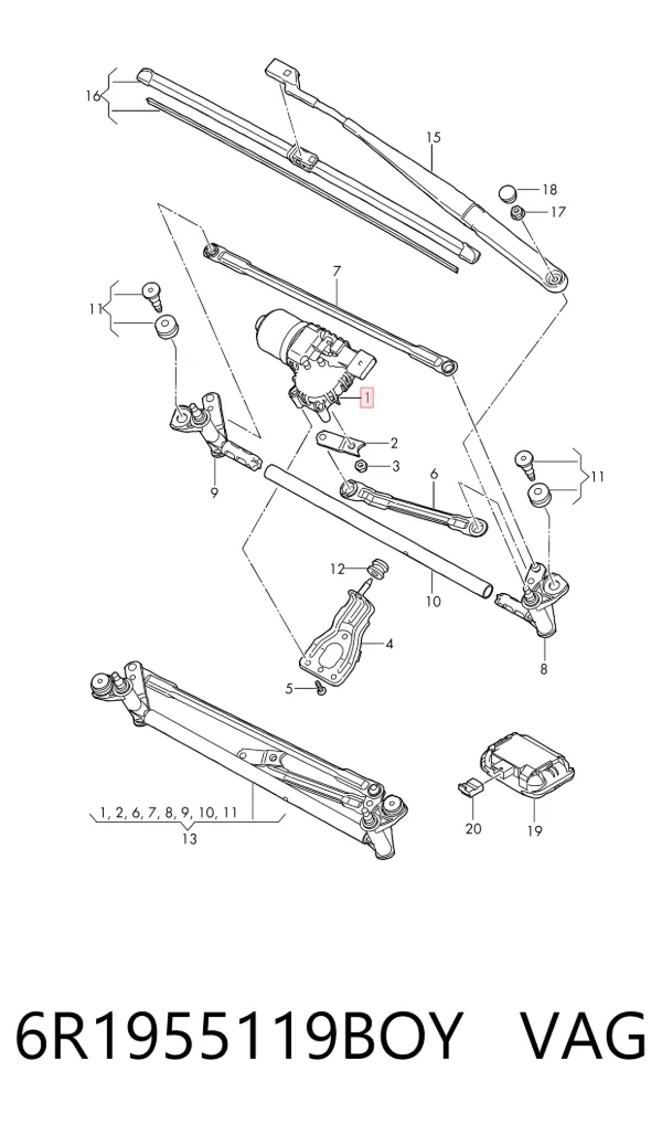 Motor limpiaparabrisas 6R1955119BOY VAG