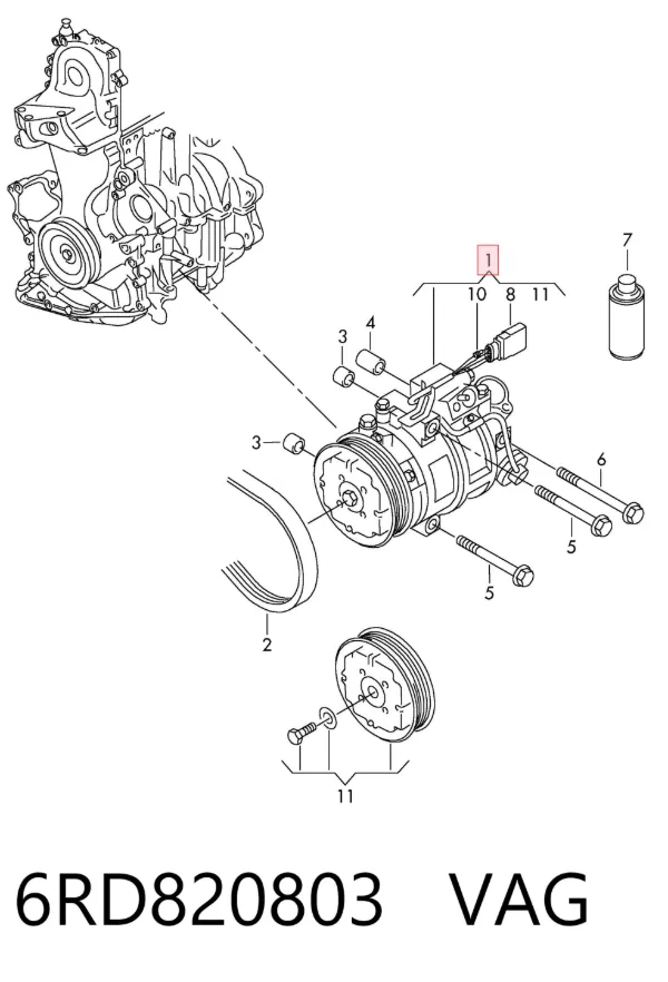 Compresor de aire acondicionado 6RD820803 VAG