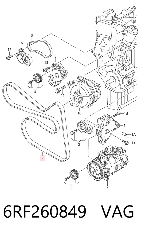 Tensor de correa de alternador 6RF260849 VAG