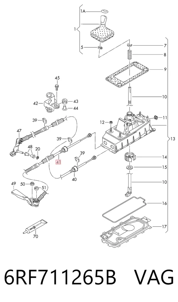 Cable de caja de cambios 6RF711265B VAG
