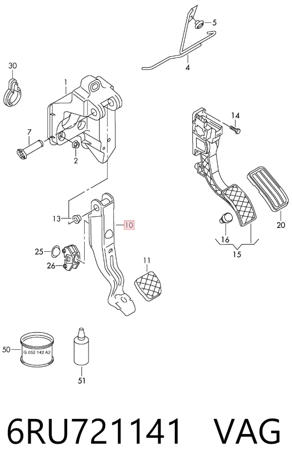 Pedal de freno 6RU721141 VAG