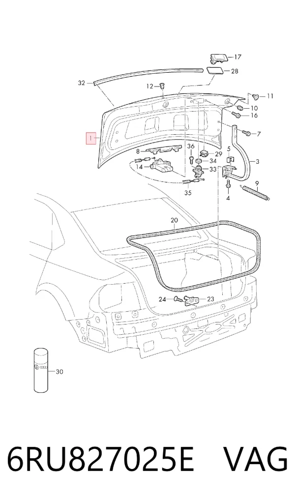 Tapa maletero 6RU827025E VAG