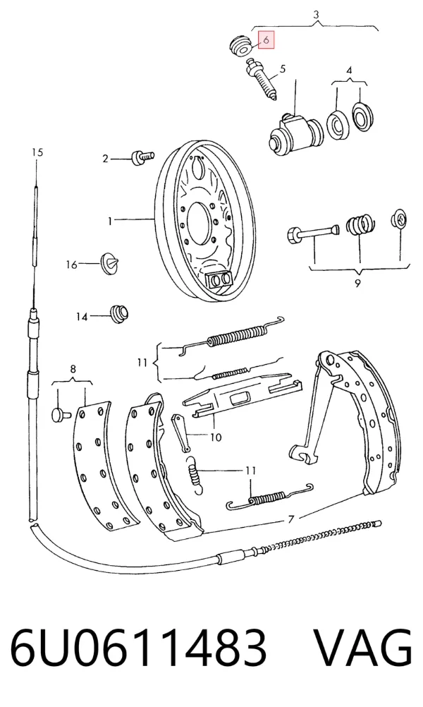 Kit de reparación de pinzas de freno 6U0611483 VAG