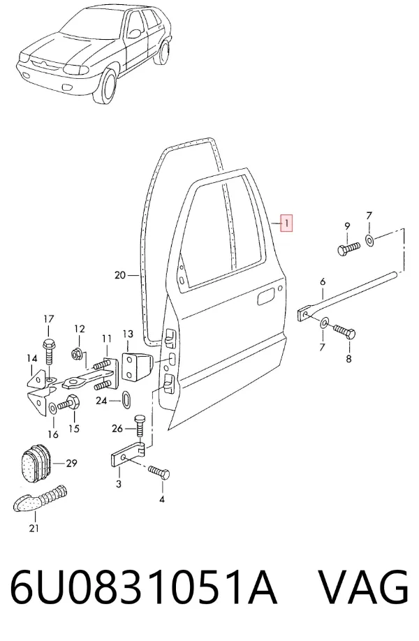 Puerta delantera izquierda Skoda Felicia I