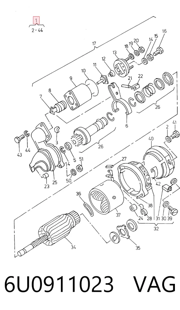Motor de arranque 6U0911023 VAG