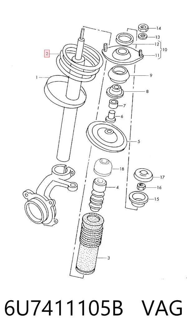 Muelle delantero 6U7411105B VAG