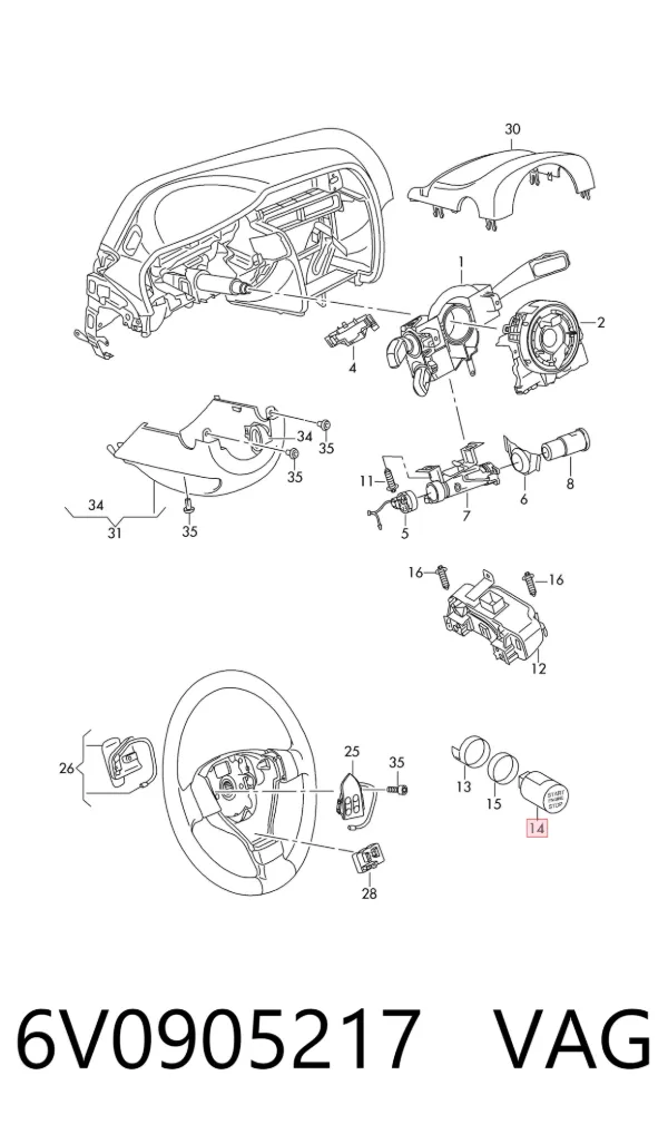 Botón de arranque del motor 6V0905217 VAG