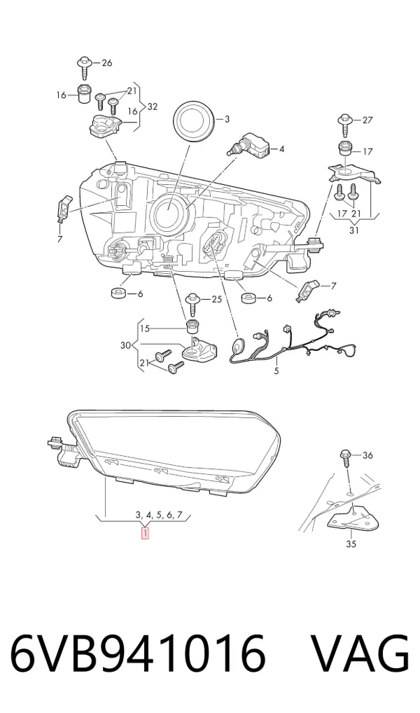 Faro derecho 6VB941016 VAG