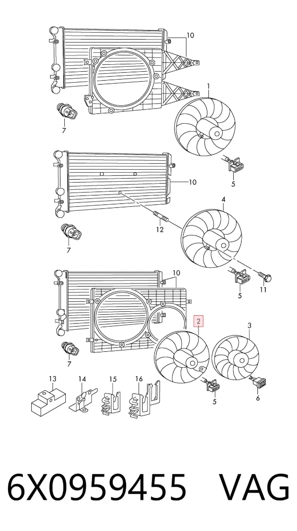 Ventilador del motor 6X0959455 VAG