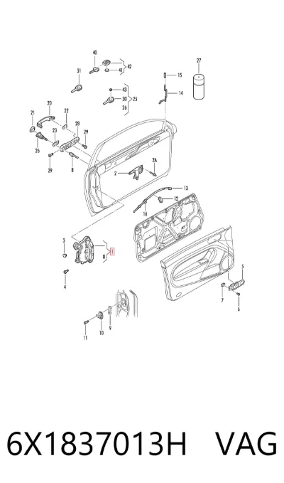 Cerradura de puerta delantera izquierda VAG 6X1837013H