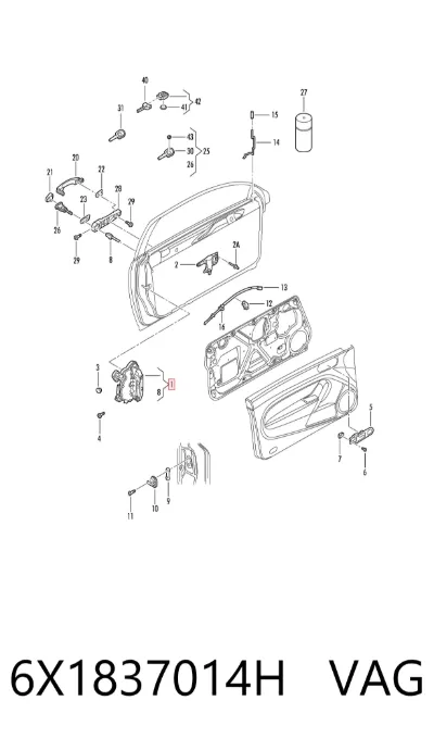 Cerradura de puerta delantera derecha VAG 6X1837014H