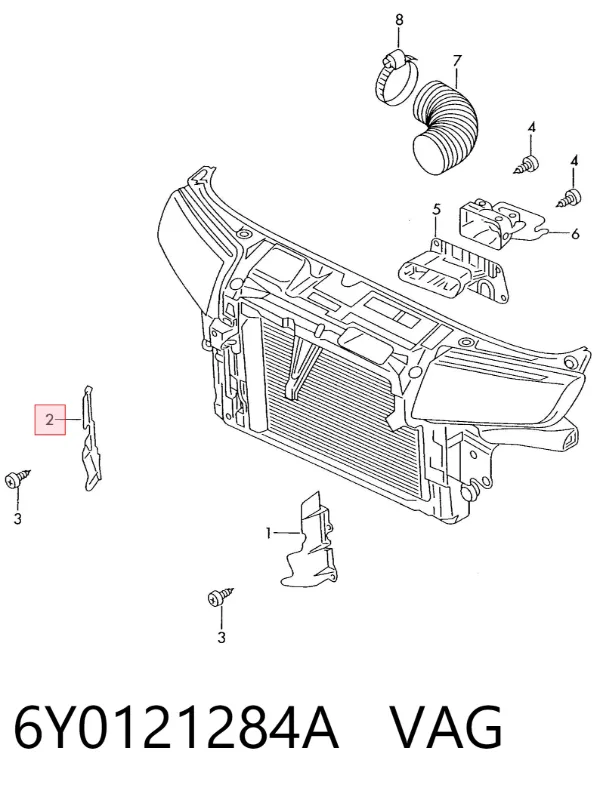 Deflector de aire del radiador derecho 6Y0121284A VAG