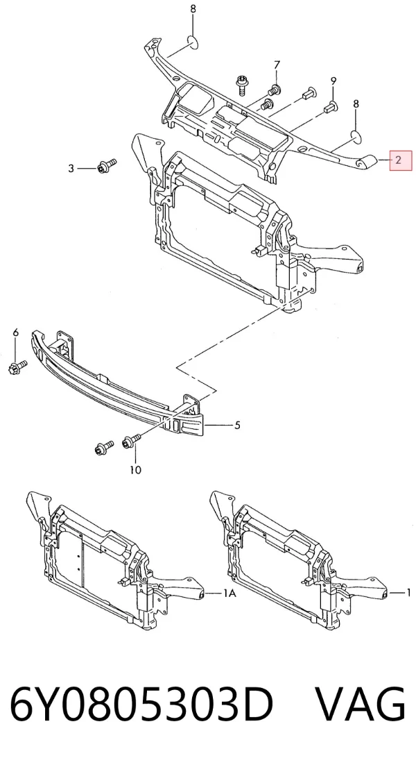 Soporte de radiador superior 6Y0805303D VAG