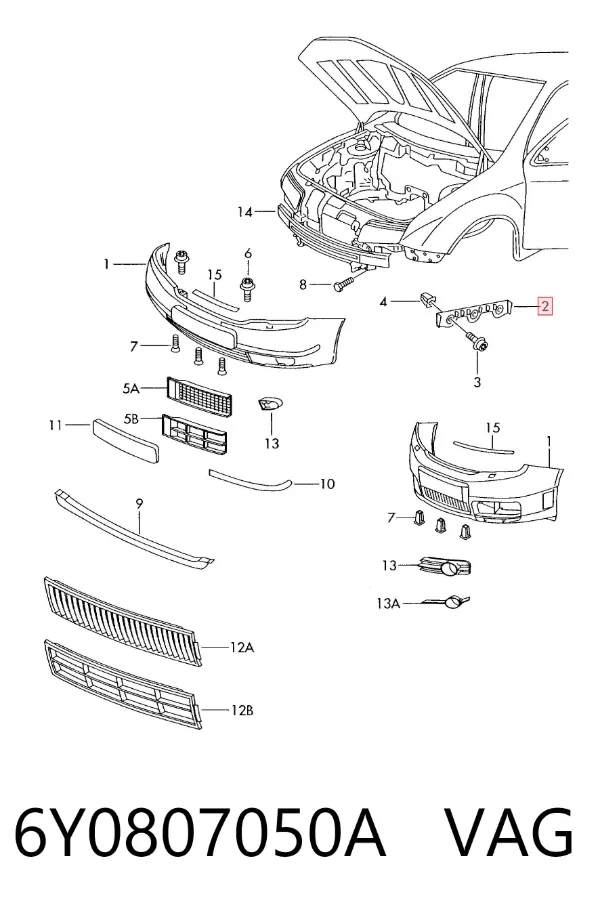 Soporte de parachoques delantero derecho 6Y0807050A VAG