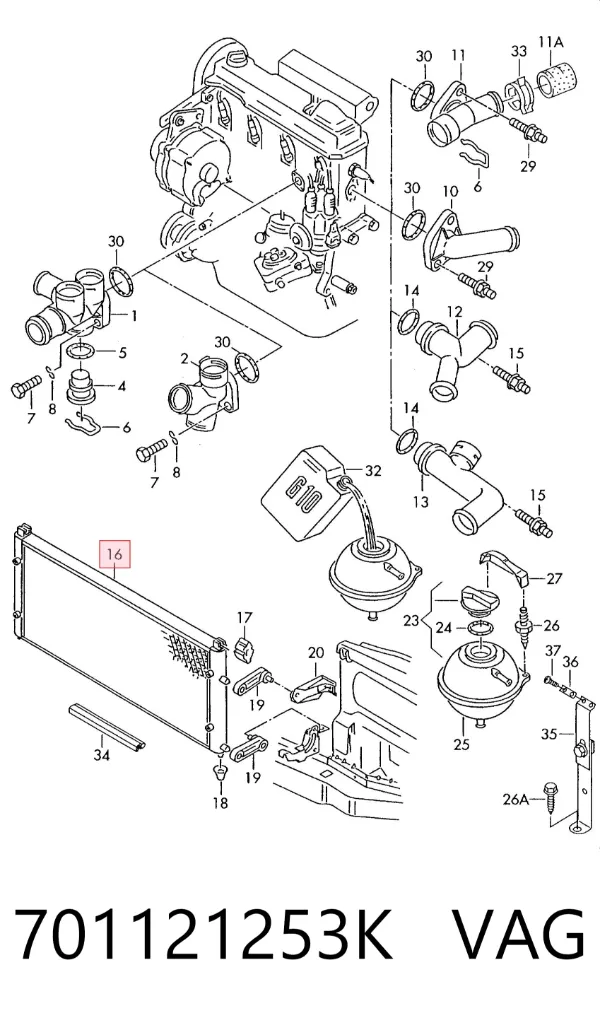 Radiador 701121253K VAG