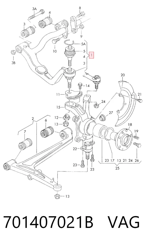 Brazo inferior izquierdo de la suspensión delantera 701407021B VAG