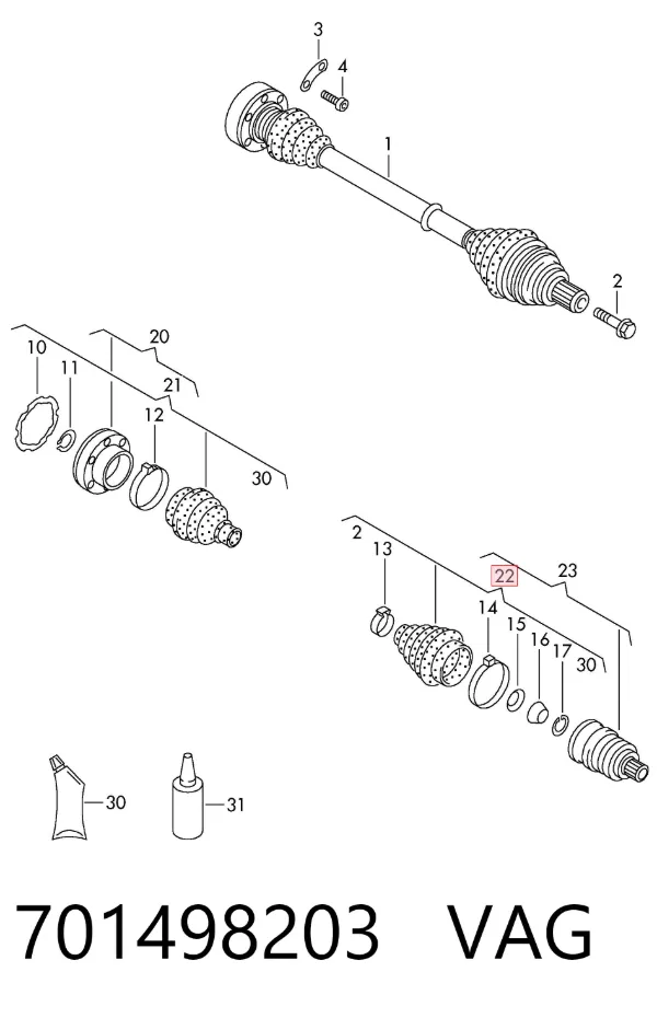 Fuelle de palier delantero exterior 701498203 VAG