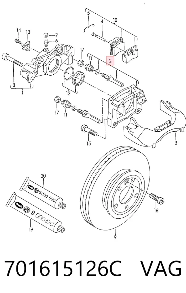 Soporte de la pinza de freno delantera 701615126C VAG