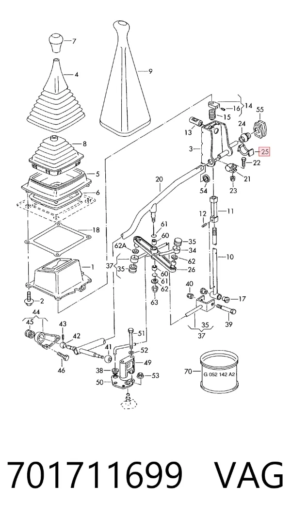 Soporte de la palanca selectora de la caja de cambios 701711699 VAG
