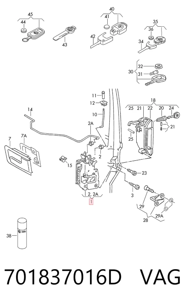 Cerradura de puerta delantera derecha 701837016D VAG