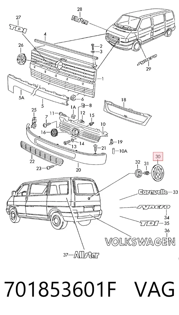 Emblema Volkswagen Transporter T4