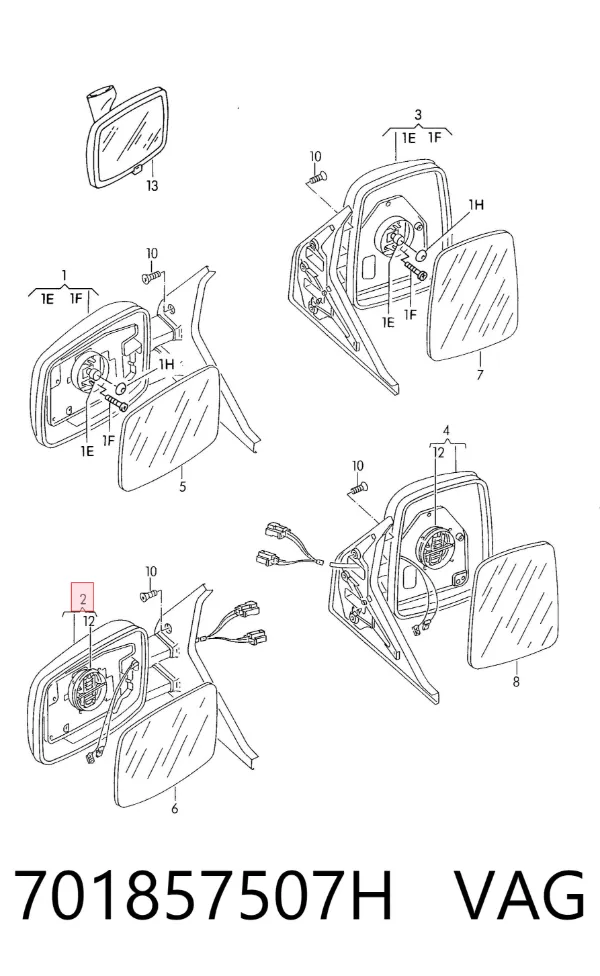Espejo de retrovisor izquierdo 701857507H VAG