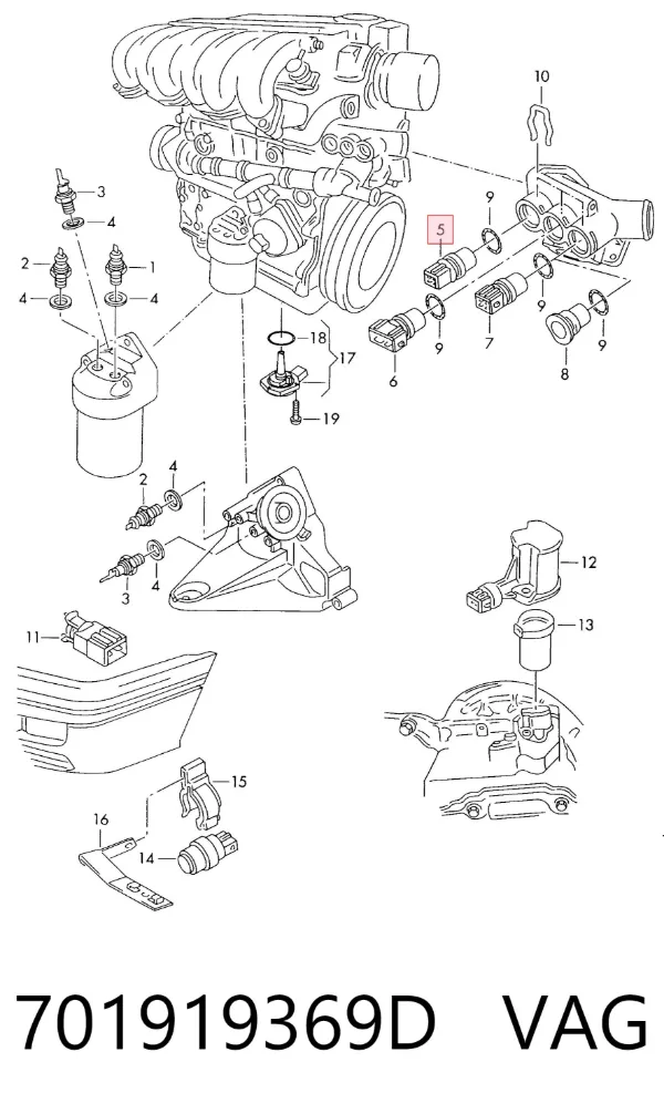 Sensor de temperatura 701919369D VAG