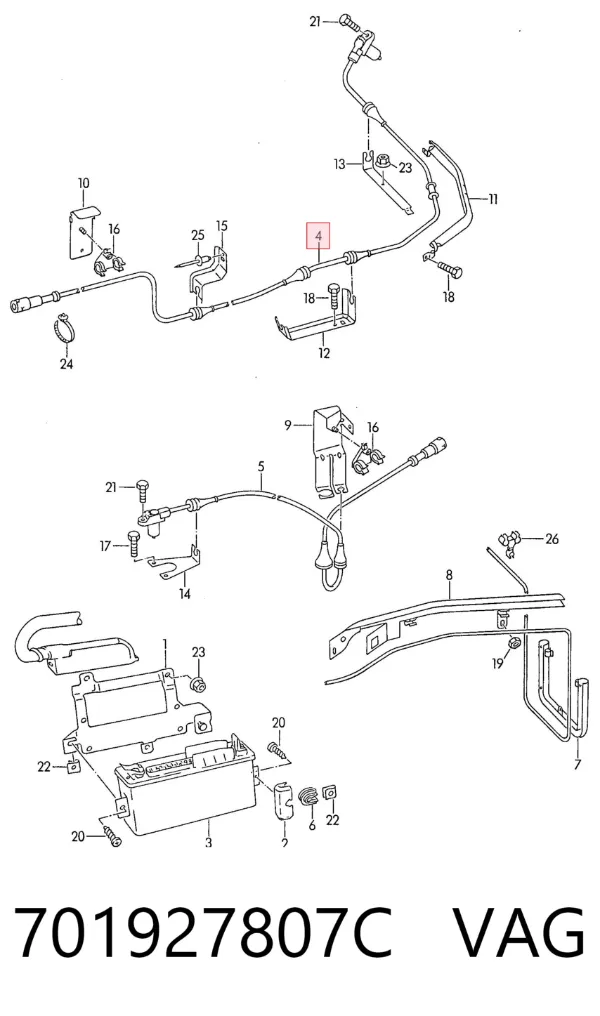Sensor ABS trasero 701927807C VAG