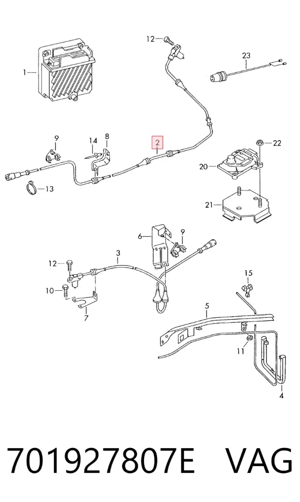 Sensor ABS trasero izquierdo 701927807E VAG