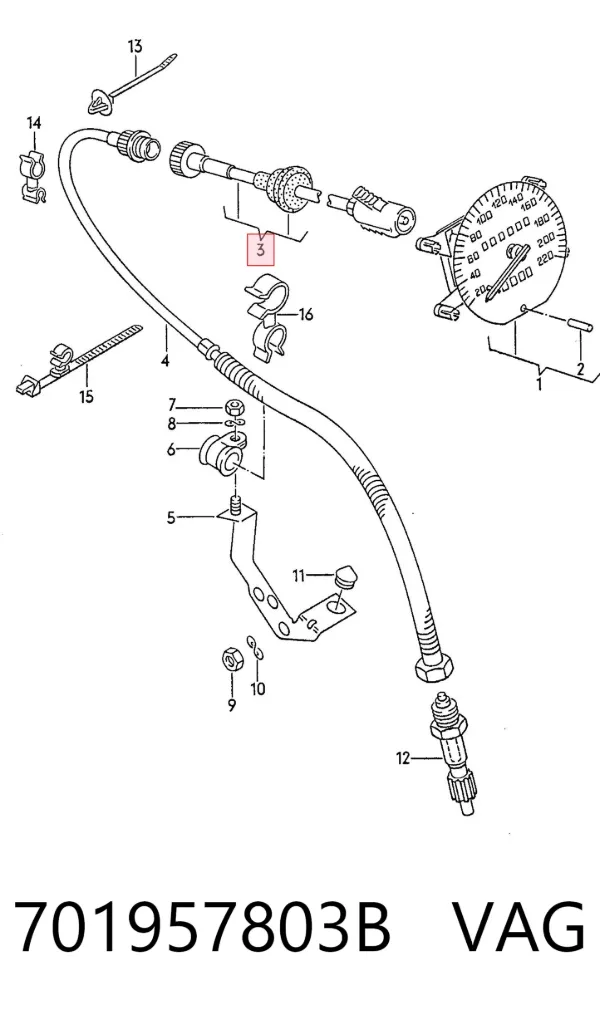 Cable velocímetro 701957803B VAG