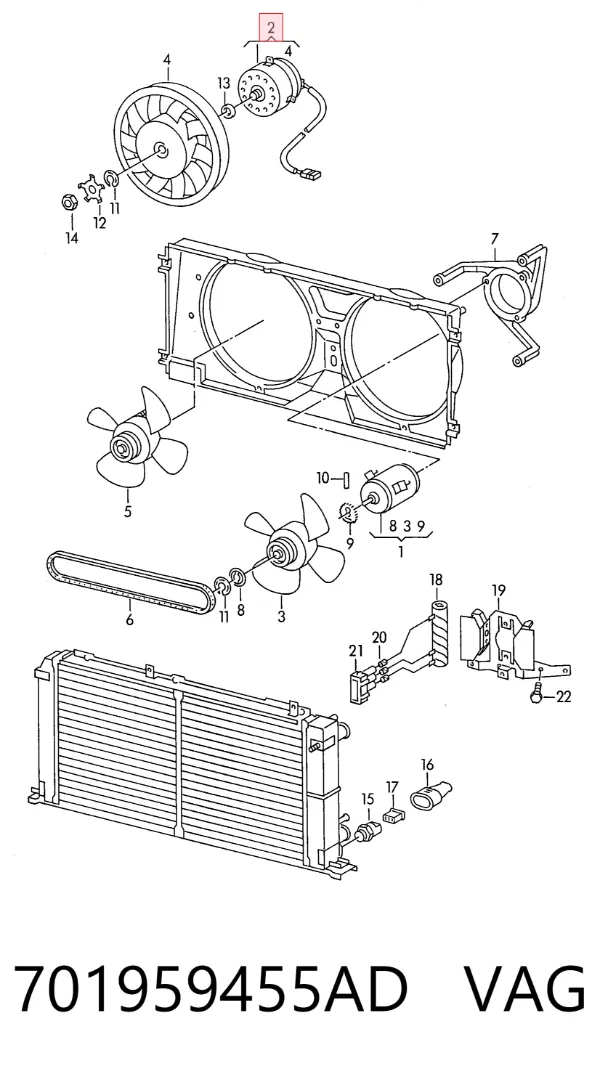 Ventilador del radiador 701959455AD VAG