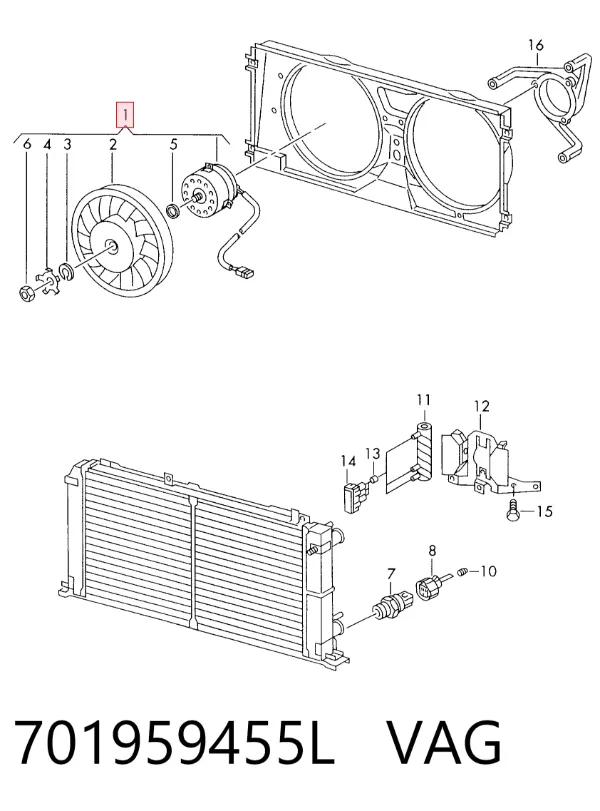 Ventilador del radiador 701959455L VAG