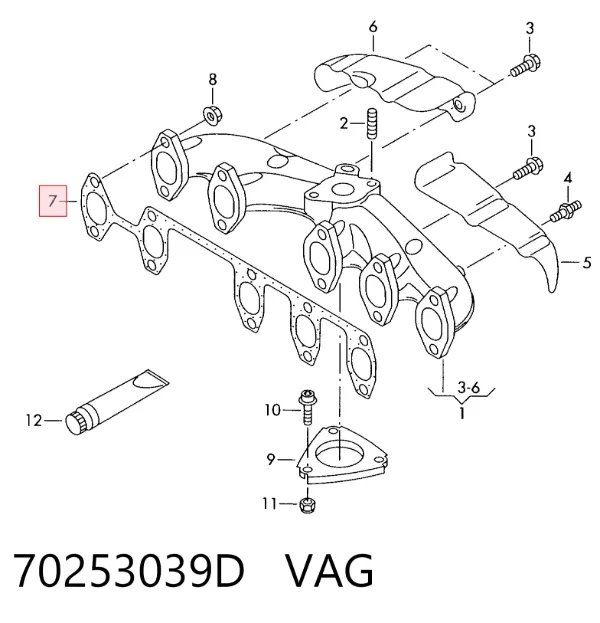 Junta colector escape 70253039D VAG