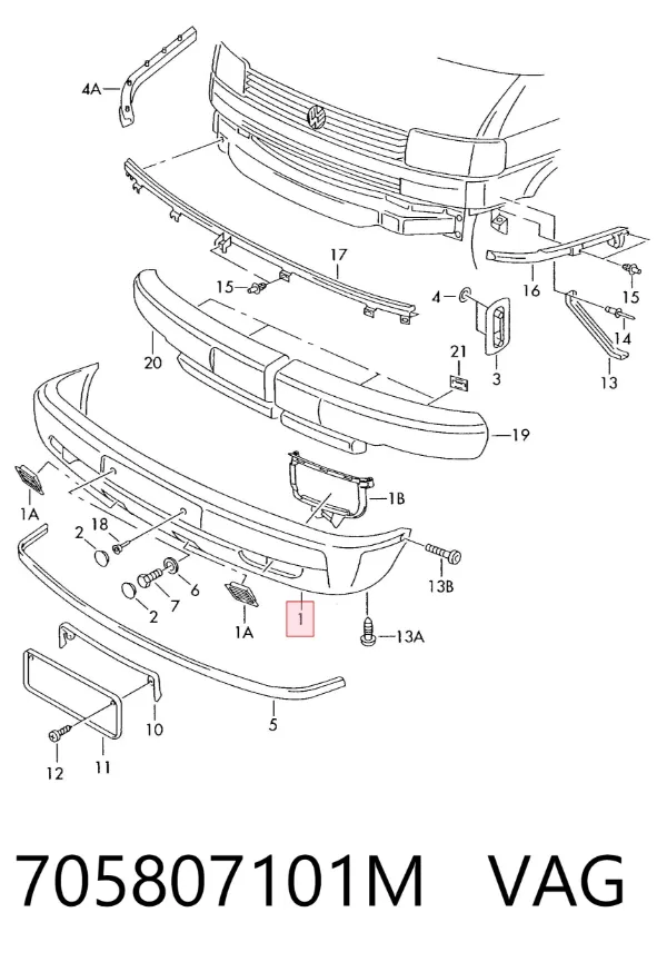 Paragolpes 705807101M VAG