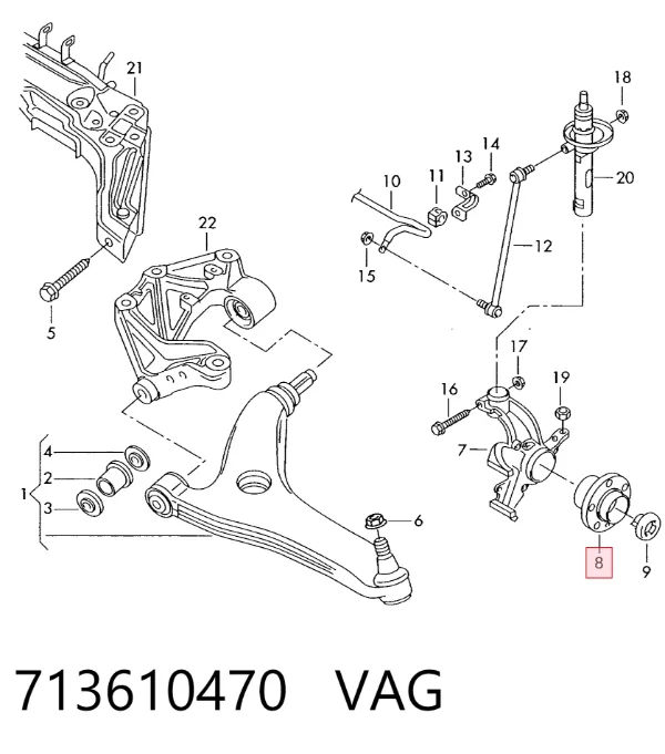 Buje de rueda delantero 713610470 VAG