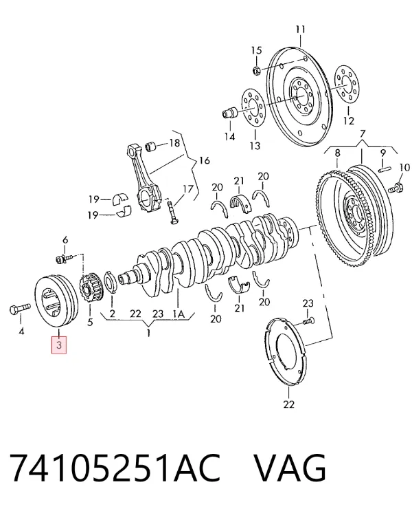 Polea de cigüeñal 74105251AC VAG