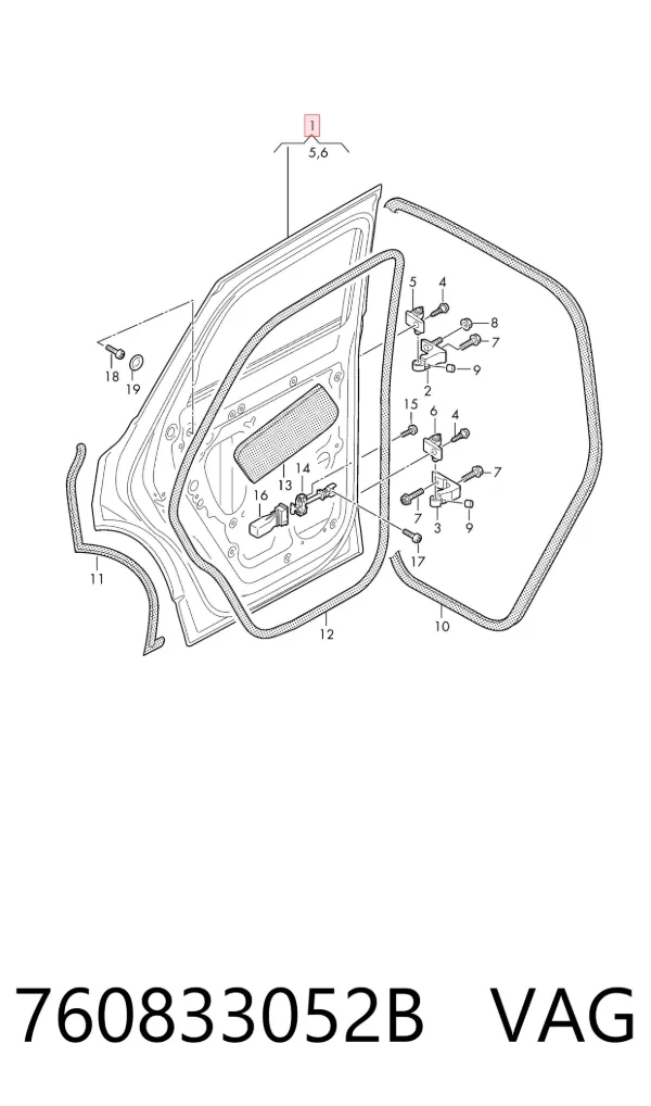 Puerta trasera derecha 760833052B VAG